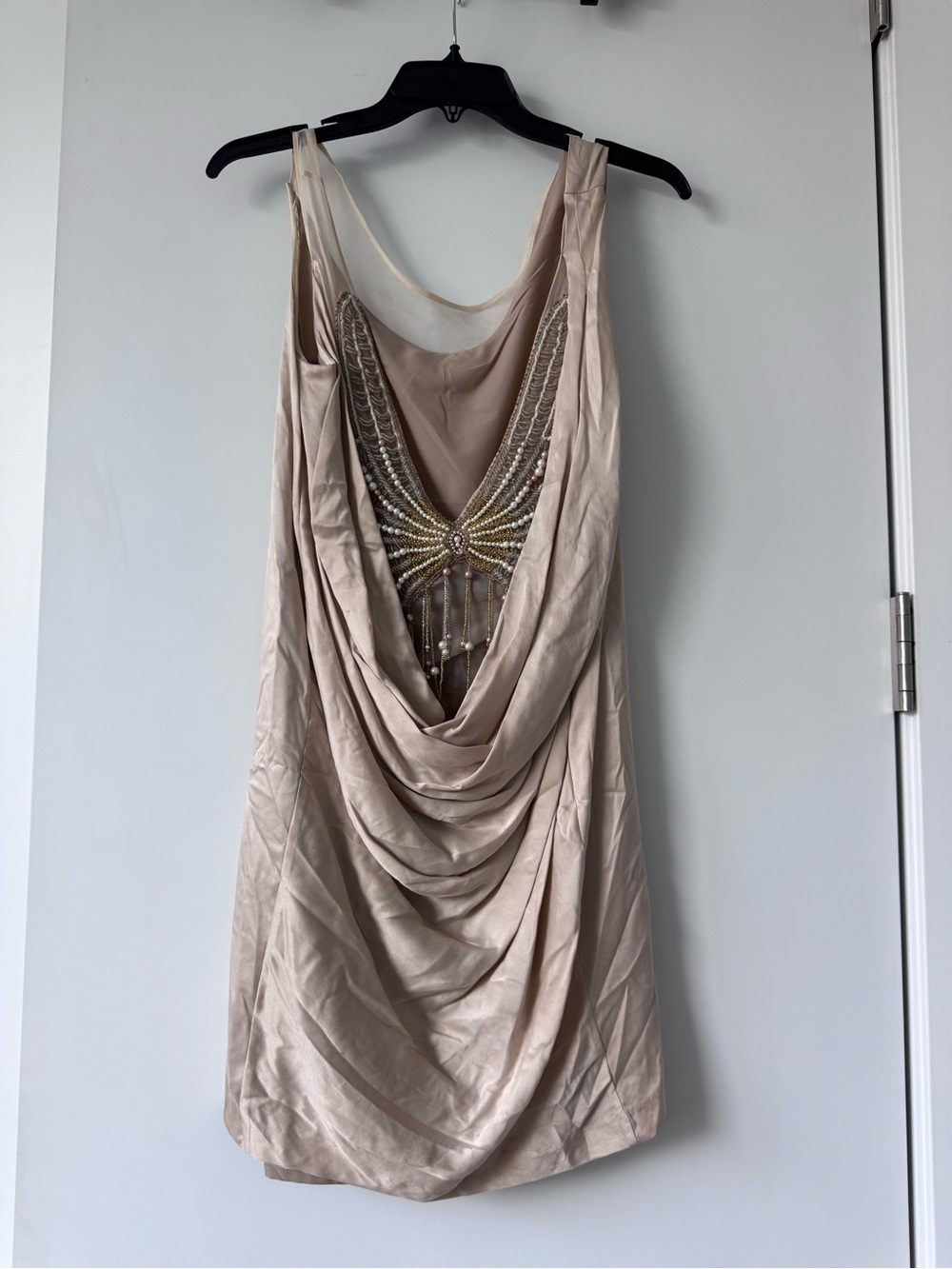 Foley + Corinna Cream Lightweight Slip Dress with Beaded Back